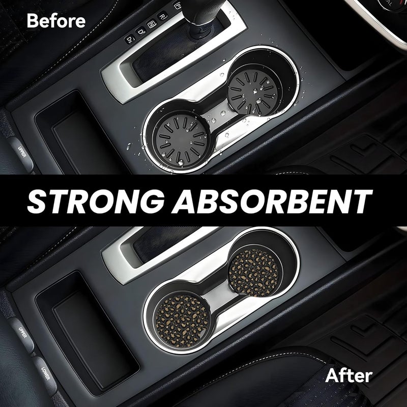 CTVSLFU Absorbent Car Coasters for Cup Holders, 2 Pack Universal Anti Slip Ceramic Cup Coaster for Women Men 2.56 Inch Car Interior Accessories - Black Gold Leopard 003 - Image 5